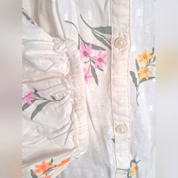 Old Navy Oversized Floral Flowers Ivory Long Sleeve Button-Down Shirt Sz LG #New - Picture 4 of 7